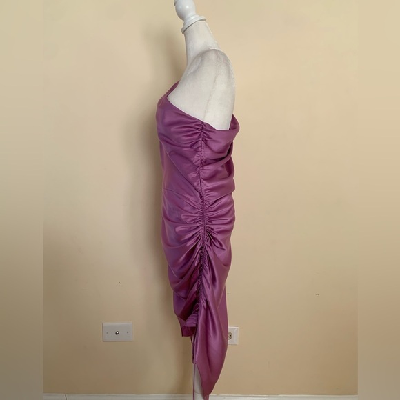 CINQ À SEPT Nakita One Shoulder Asymmetric Silk Dress In Purple - Picture 5 of 10